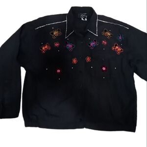 Button-down embellished shacket XL